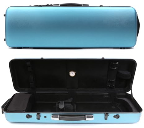 WUQIMUSC Étui pour violon 4/4 en fibre de carbone haute résistance avec poignées durables Rangement interne avec sangles sac à dos et partitions Bleu