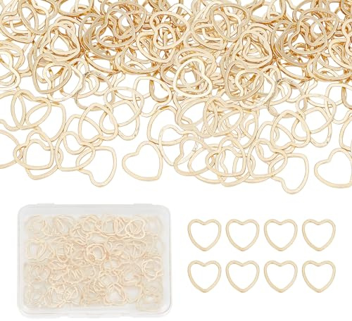 NICENEEDED 100 Stück Herz-Verbindungsringe-Anhänger, 14K Gold Gefüllter Lünettenrahmen Mit Offener Rückseite, Liebe Herz Charms Anschlüsse Perlen Creolen