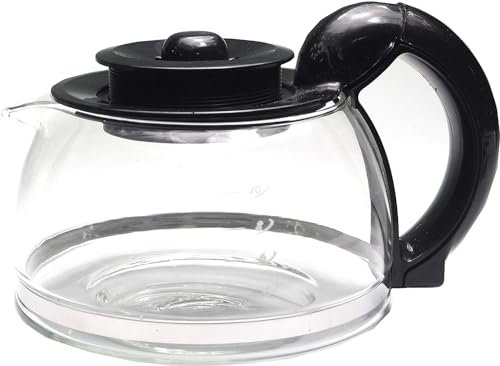 Sanfor - Brocca per caffettiera universale | Caraffa per caffettiera americana o a gocciola elettrica, contenitore grande base 90 mm, capacità 1,25 l, coperchio antigoccia con altezza regolabile