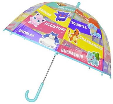 CyP Brands Pokemon- Barnparaply, Bubble, Transparent, Handparaply, 48 cm, Flerfärgad, Officiell Produkt