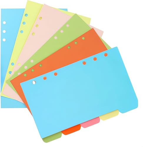 Loopunk 6 Blatt A5-Trenner mit 6 Löchern, weiße Farbmarkierungen für Hefte, Notizbücher und Pläne, wiederverwendbarer Trenn- und Schiebeleisten