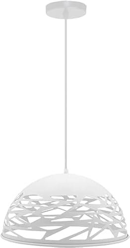 TEKHOME Lampada a sospensione a cupola in metallo industriale regolabile in altezza E27 Base Lampadario ritagliato per isola cucina, camera (BIANCO)