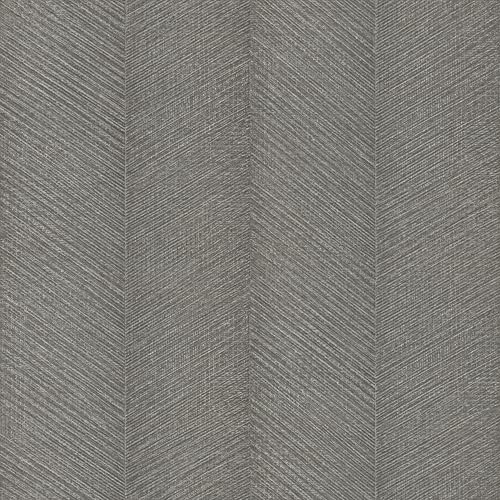 Rasch Tapete 720372 - Graue Vliestapete mit Fischgrät-Muster - Anthrazit Gold Metallic