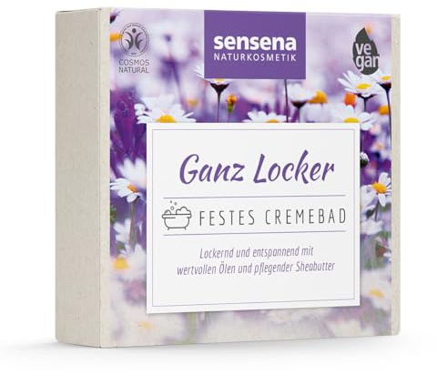 Sensena Cremebad Ganz Locker, 40 g festes Pflegebad und Badezusatz, Naturkosmetik für sanft sprudelnde Wellness, duftendes Badegeschenk für 2 Vollbäder in liebevoller Faltschachtel