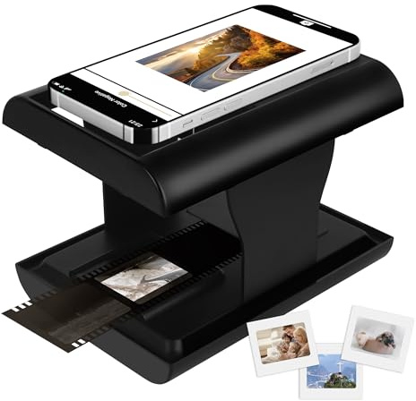TCNEWCL Mobile Film Escáner de Negativos y Diapositivas de 35 mm, Visor de Diapositivas para Transformar Diapositivas Viejas en Imágenes Digitales, Escáner de Película Portátil y Plegable con LED