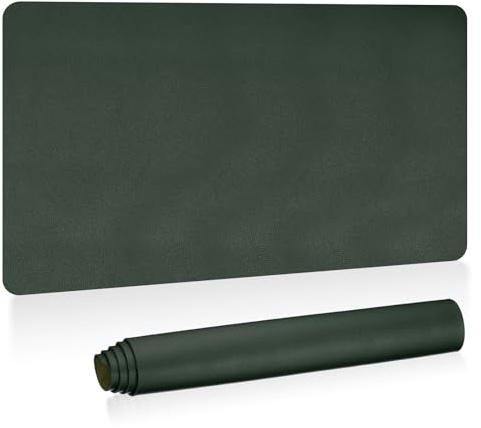 PATIKIL 89 cm x 43 cm stor skrivbordsmatta, PU-läder dubbelsidig stor skrivbordsdyna, mörkgrön