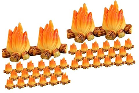 VILLFUL 40stücke Miniatur Feuerstelle Deko Figuren Resin Lagerfeuer Ornamente Für Mikroszenen Puppenhaus Zubehör Und Garten Dekoration