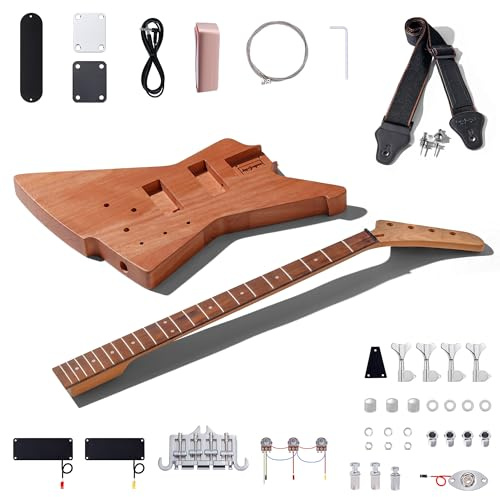 Leo Jaymz DIY Electric Bass Guitar Kit Mahogany Body Maple Neck (AX)