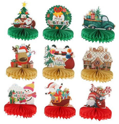 ifundom 9stücke Waben Deko Weihnachten Tischdekor Weihnachten Papier Waben Tisch Topper Party Weihnachtsdecoration Heimdekoration Weihnachtsbedarf