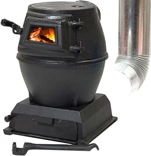 Estufa de leña de hierro fundido para calefacción interior y exterior, campamento/cocina, chimenea portátil de hierro fundido multicombustible, tienda de campaña caliente, calentador de patio,