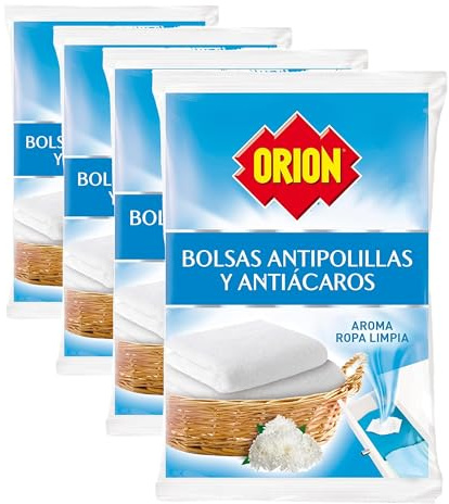 Orion - Bolsas Antipolillas Sin Naftalina con Aroma a Ropa Limpia - Bolsa de 20 Unidades (Paquete de 4)