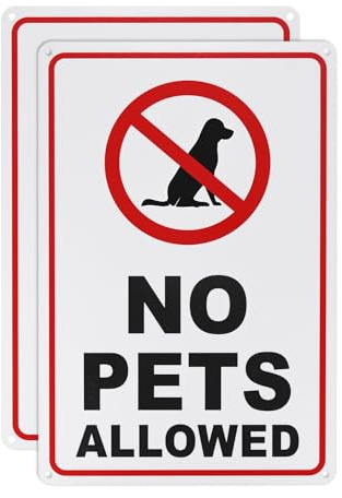 M METERXITY 2-Pack Cartel De Prohibida La Entrada De Mascotas, 12 x 8 Pulgadas Cartel Sin Perros Libre De Óxido Para Negocios Resistente Al Agua Aluminio Reflectante [Negro Sobre Blanco]