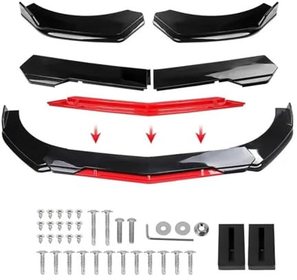 Spoiler Anteriore Auto Universale Maggior Parte Auto Gloss Nero Rosso Lingua Paraurti Anteriore Labbro Mento Spoiler Splitter Diffusore Body Kit Trim Diga D'aria Protezione Auto Spoiler Frontali(A-Bla