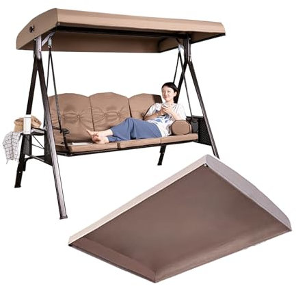 Reservtak för hollywoodgunga, 2-sitsigt 3-sitsigt tak för hollywoodgungor, vattentät hollywoodgunga, ersättningsöverdrag, solskydd, polyestertyg