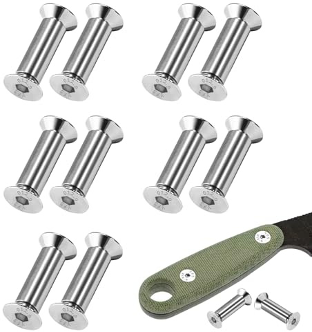 10 Packs Knife Handle Screws Rivets Bolts Fasteners,Hex Flat Head Screws for Blade Fixing & DIY