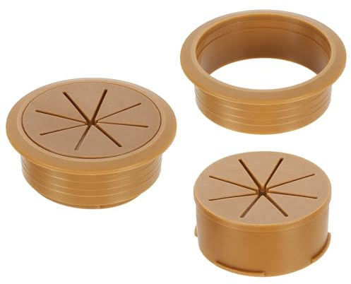 sourcing map 2 Pcs Desk Grommet, Fit 60mm/2.36 Plastic Cable Hole Cover Bulk Top Hat Grommet Desk Hole Cover for Cables Home Office, Brown