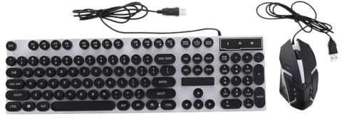 VILLCASE Clavier et Souris Mécaniques Noirs Abs 104 Touches, Structure Suspendue Ergonomique, Roue de Défilement Antidérapante 3D pour PC
