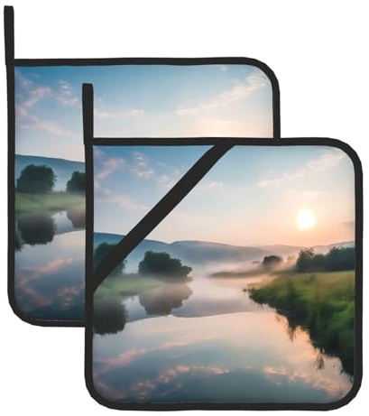 WZYCWB streams Printed kitchen potholders 2-pack - suitable for dining tables/countertops/outdoor grills