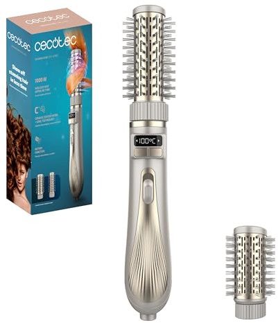 Cecotec CeramicCare 2-in-1 Gyro Luftbürste mit 2 Bürstenköpfen, 1000 W, doppelter Keramikkopf, Rotations- und Ionenfunktion, Temperaturanzeige und Kabel um 360 Grad