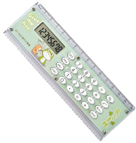 Mini règle calculatrice, portable, format de poche, avec affichage à 8 chiffres, règle numérique multifonctionnelle pour enfants, étudiants, école, vert