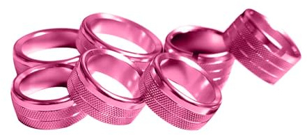 AuTK Aluminum Alloy HVAC Control Knob & Switch Covers Kit for Chevy Silverado/GMC Sierra 2014-2018 (7Pcs Pink) - Radio Button Trim, AC/Light Control Panel Covers, Metal Dashboard Upgrade Accessories