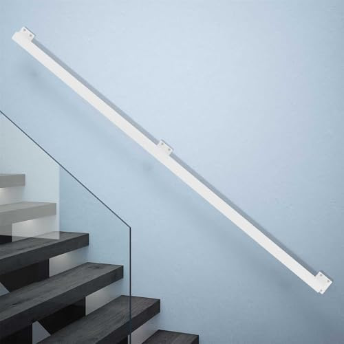 Corrimano Moderno Nero/Bianco/Oro per Scale - Kit Completo. 60 cm 80 cm 1 m 1,2 m 150 cm 2,4 m 3,6 m Ringhiera per Scale, Asta di Supporto, Barra di Sicurezza in Ferro battuto da Parete (BIA