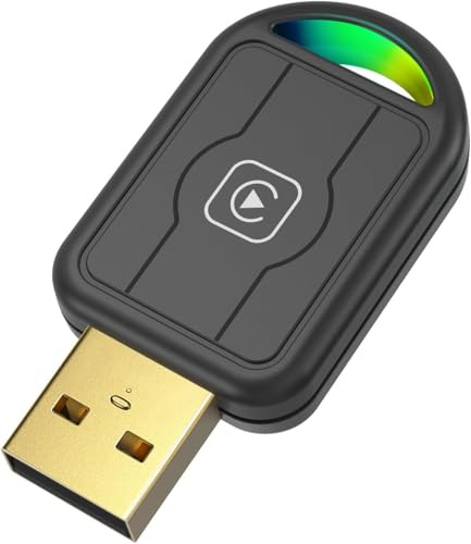 Tadcov Mini Carplay Inalambrico para iPhone y Apple, Conexión Automática, Convierte de Cableado a Inalámbrico, Plug & Play, Dongle USB Car Play Inalámbrico para Apple Coche(iOS 10+, 2015+), 1Pcs