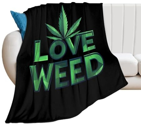I Love Weed Fleece Bed Blankets Soft Throw Blanket Lightweight Plush Home Decor Gifts 30*40（76 * 100cm）
