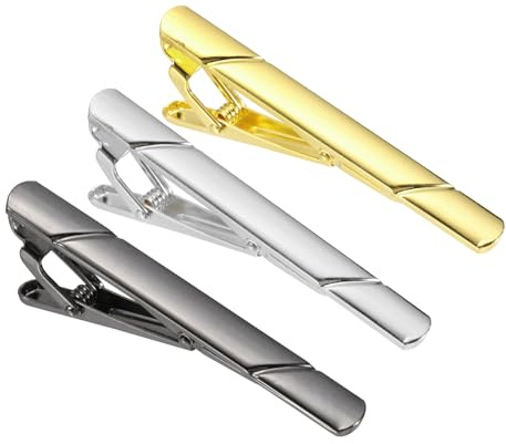 QUARKZMAN 3 Stück Schlanke Krawattenhalter Für Männer Kupfer Krawattenhalter Männer Krawattennadeln Krawattenclips Accessoires Für Vater Ehemann Liebhaber Hochzeit Gold Silber Grau Köper