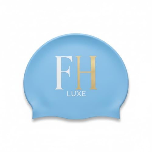 FH Luxe vuxen silikon badmössa för kort hår – anti-slip, snag-free, vattentålig badhatt, en storlek, flera färger, unisex för män och kvinnor, 55 g (ljusblå)