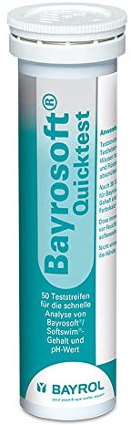 BAYROL Bayrosoft Quicktest - 50 x Pool Teststreifen für pH Wert & Gehalt an flüssigem Aktivsauerstoff (Bayrosoft Light) im Poolwasser Weiss
