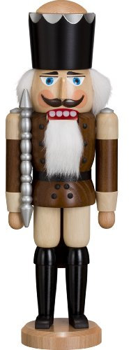 Seiffener Volkskunst Cascanueces Rey Fresno marrón, 39 cm. de Alto, Original de los Montes Metálicos (Erzgebirge) del Arte Popular del Pueblo de Seiffen