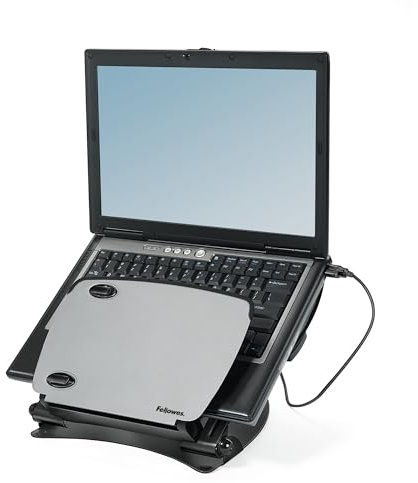 Fellowes Laptop Ständer für Notebooks bis 17 Zoll (43,18cm) - höhenverstellbar, Neigung bis 65 Grad verstellbar - integrierter Vorlagenhalter und USB Ports