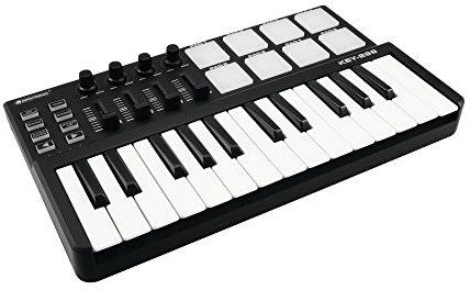 Omnitronic KEY-288 MIDI-Controller | USB-MIDI-Controller mit 25 Tasten, 8 Pads, je 4 Regler und Fader, für Musiker, Produzenten und DJs | Extrem leicht und kompakt für Laptoptasche oder Rucksack