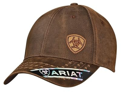 ARIAT Men's Oilskin Corner Logo Cap, Brown, One Size