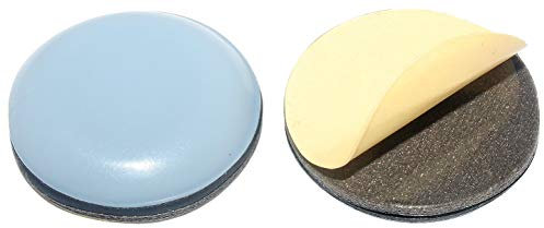 32 Stück HKB ® Teflon-Möbelgleiter rund ø=25mm, für Innen zum Kleben, 5mm stark, mit Klebefläche, PTFE, 2mm Gummipuffer, graublau, extra strapazierfähige Ausführung, Art.-Nr. 20341