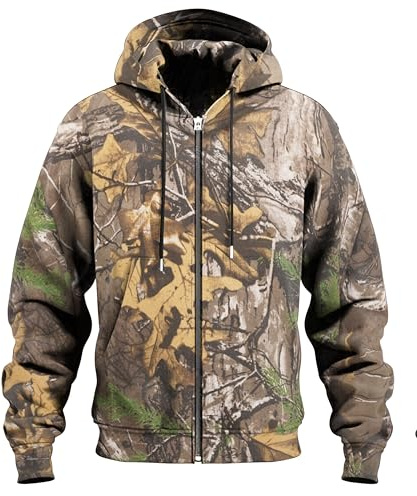 Mega_JumbleSale® Mens Jungle Hunting Army Camouflage Print Zipped Hoodie | Adult Military Combat Army Camo Fleece Hooded Jacket Sweatshirt (M, Camo, m)