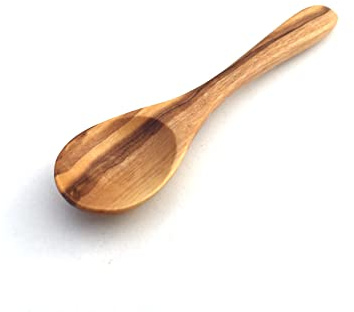 Mini Löffel 9 cm Kaviar-Löffel Gewürzlöffel Salzlöffel Kräuterlöffel Handgefertigt aus Olivenholz Hochwertig