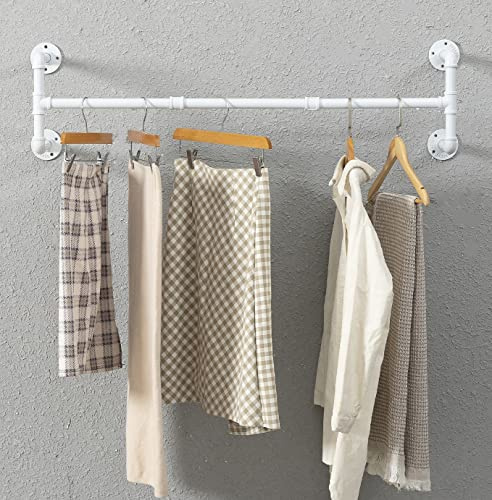 Perchero industrial de tubería, percheros montados en la pared, estantes de ropa colgantes que ahorran espacio, barra colgante multiusos desmontable steampunk resistente para almacenamiento en