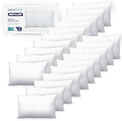 Aquafloow 20x Sachets de Granulés pour Déshumidificateur 250 g, Contrôle des Moisissures pour Pièces de 40 m² | Recharges Ultra-Absorbantes