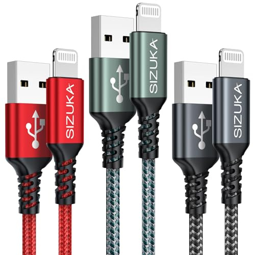 SIZUKA Lightning Kabel [3Pack 2M] Schnellladekabel MFi Zertifiziert für iPhone 14 13 12 11 Pro/Pro Max/Mini, XR XS Max X, 8 7 6 5 - Nylon USB