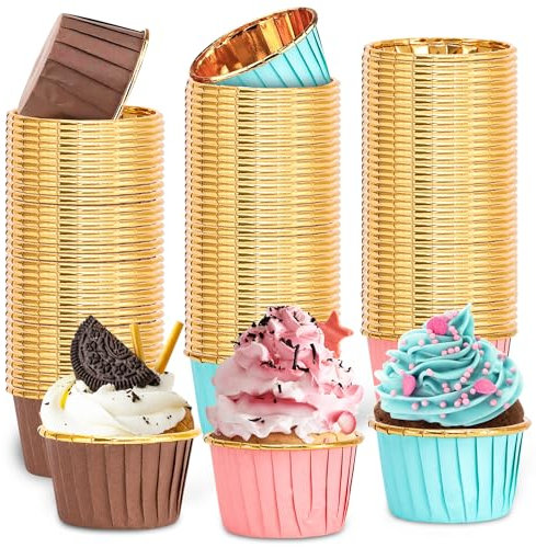 Laurraine 150 Stücke Muffinförmchen,Cupcake Muffin Förmchen aus Aluminiumfolie,Wasserdicht und Ölfest Backförmchen Papier, Cupcake Formen Papier für Hochzeit, Geburtstag, Party, Weihnachtsfeier