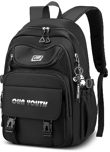 DORRISO Groß Rucksack Damen 15.6 Zoll Laptop Schulrucksack mit Mehrere Taschen Backpack für Reisen Draussen Lässig Täglich Wasserdicht Mädchen Teenager Daypack Schwarz