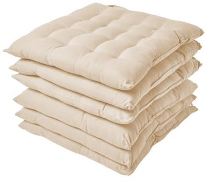 GREATOYAR Cojin para Silla, Cojín Decorativo con Correas de Sujeción, Cojin Cuadrado de Imitación de Lino, Decoración de Jardín Casa Terraza, Fabricado en España, 40x40x5cm, 4 Unidades, Beige