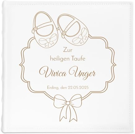 Maverton Fotoalbum zum Einstecken 10x15 cm - Einsteckalbum mit Aufdruck für 500 Fotos - Photo Album für Kind - personalisierte Geschenke zur Geburt Taufe Kommunion - 33x33cm
