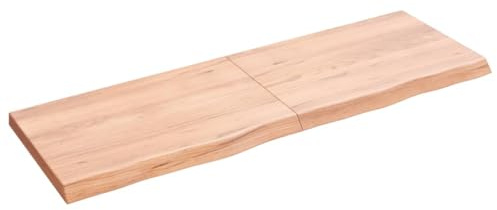 vidaXL Encimera baño Madera Maciza tratada marrón Claro 120x40x(2-4) cm