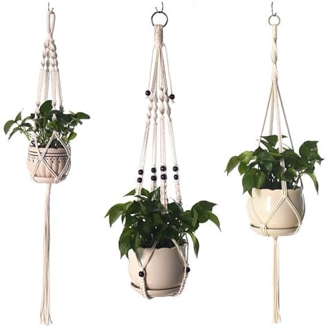 AVIMYA Handgefertigter Blumen-Hängetopf, Seilnetz, Makramee-Pflanzenaufhänger, Blumentopf mit S-Haken for Zuhause, Wand, Garten, Dekoration, Innenhof (Color : 8-Without Vase)