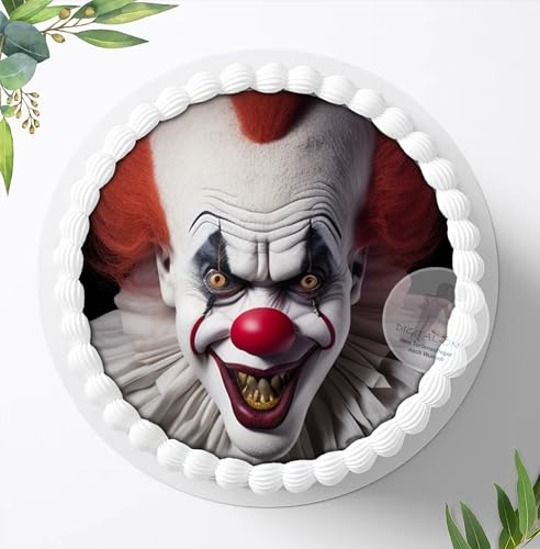 Für die Geburtstags Torte, Zuckerbild Clown zu Halloween Tortenbild, Essbares Foto für Torten, Fondant, Tortenaufleger Ø 20cm, 1182z