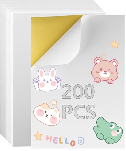 APACALI 200 Blatt Etiketten A4, Sticker Papier zum Bedrucken, A4 Klebeetiketten Etiketten Selbstklebend Bedruckbar, Bedruckbare Aufkleber, Haftetiketten Aufklebe für Laser/Inkjet Drucker