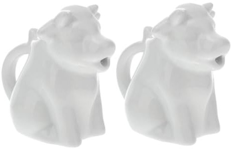 VINTORKY 2pcs Ceramic Animal Milk Pot Small Milk Jug Handled Design for Sauces and Creamer for Kitchen Use